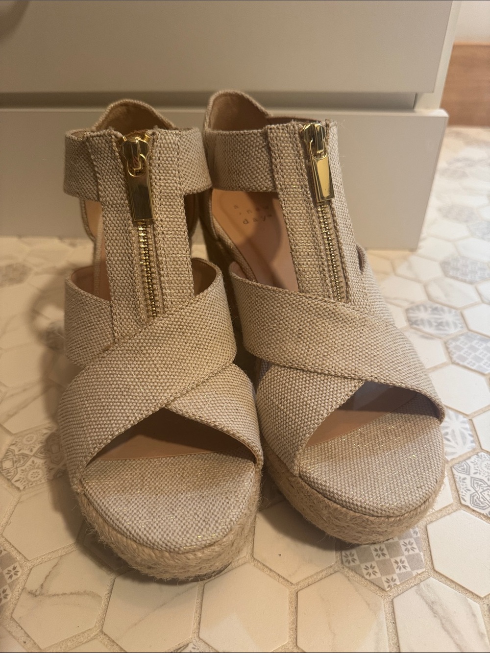 A New Day Espadrille Wedge Sandals with Front Zip